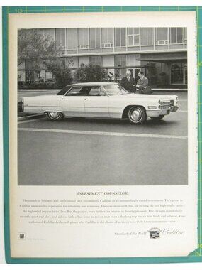 Print Ad Cadillac 1960s Vintage Luxury Car Investment Counselor GM Auto